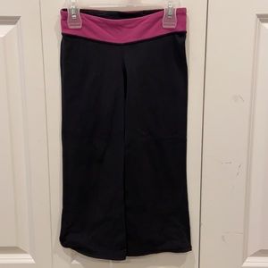 Ivivva Black Crop Exercise Pants with Orchid Purple Waistband